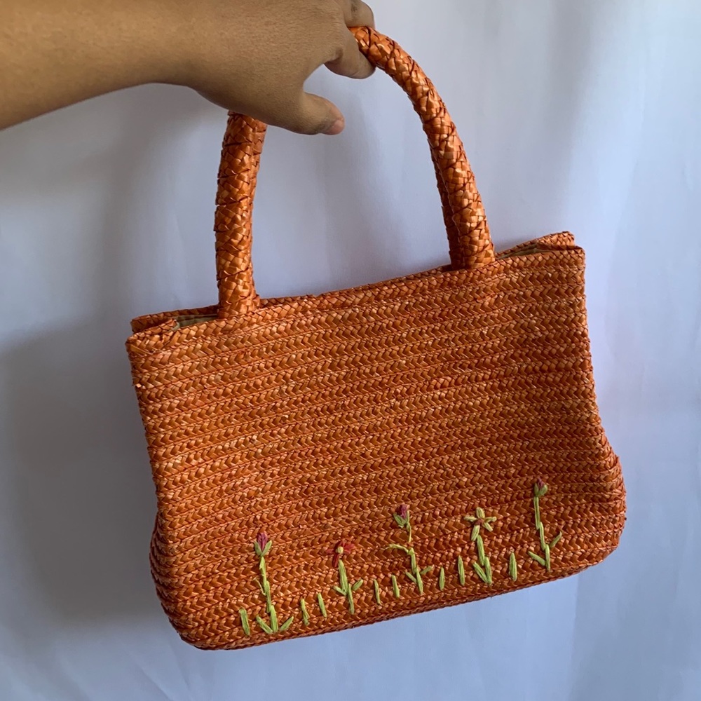 100% Wheat Straw Orange Hand Bag